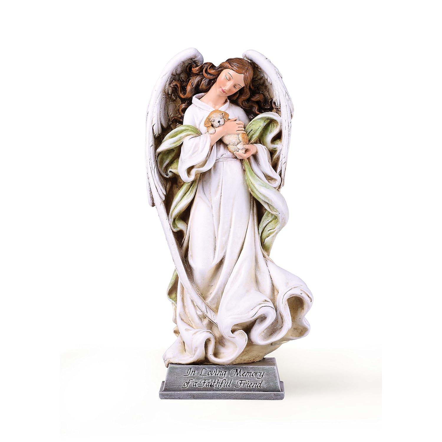 Joseph's Studio Standing Angel Holding a Dog Memorial