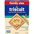 Triscuit Reduced Fat Whole Grain Wheat Crackers, Vegan Snacks, 11.5 oz | Family Size, Vegan Crackers, Lunch Snacks, 100% Whol