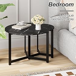 Wolawu Coffee Table Black Round Nesting Table for