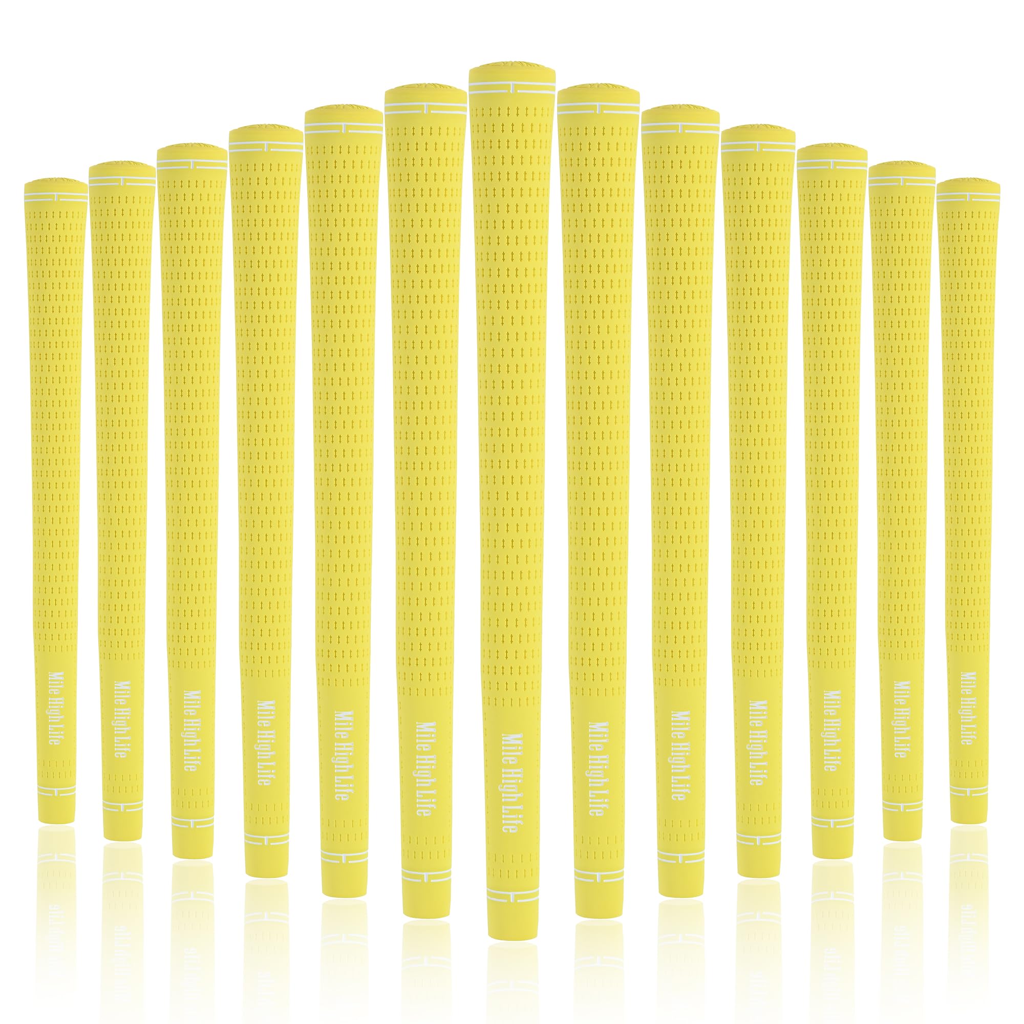 Mile High Life Golf Grips | Standard Golf Club Grips | 3 Pack or 13 Pack Golf Grips Bundle | Entry Level Rubber Golf Grip for Men, Women, Juniors(13 Pack Yellow)