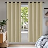 Deconovo Window Decoration Thermal Insulated Eyelet Curtains Beige 46x84 2