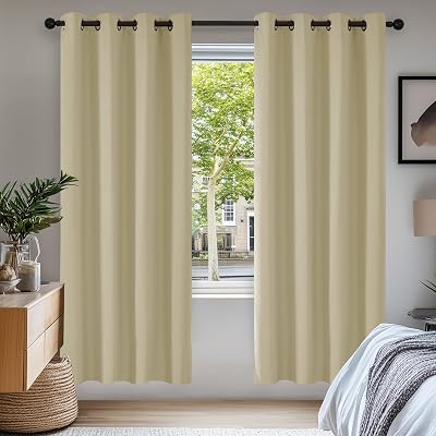 Deconovo Window Decoration Thermal Insulated Eyelet Curtains Beige 46x84 2
