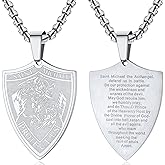 ChainsPro Saint Michael Christopher Pendant Necklace for Men, Protection Archangel Religious Chain Jewelry, Stainless Steel/Gold Plated/Black (Send Gift Box)
