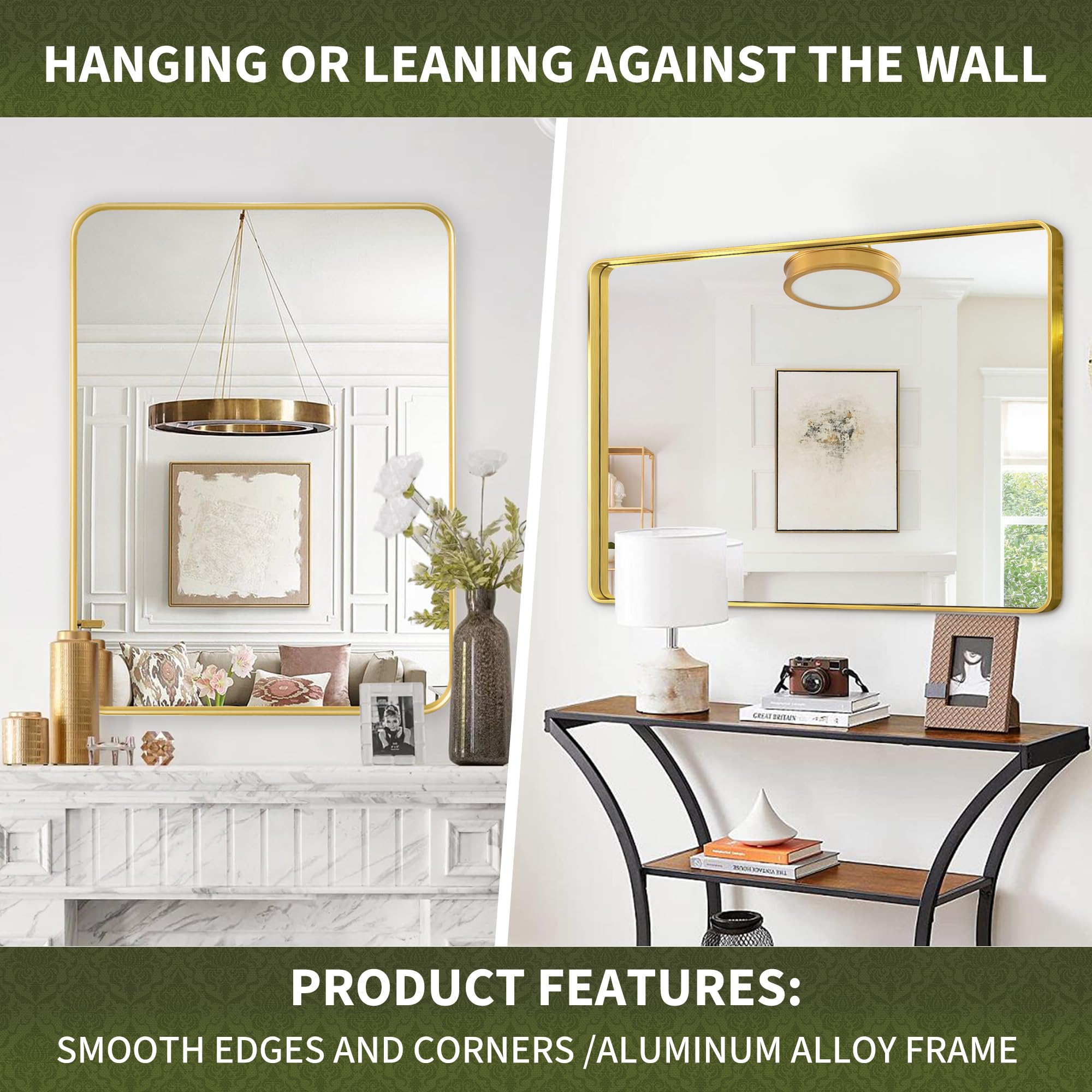 Suidia Bathroom Mirror, 16" X 20" Wall Mounted Vanity Brushed Rounded