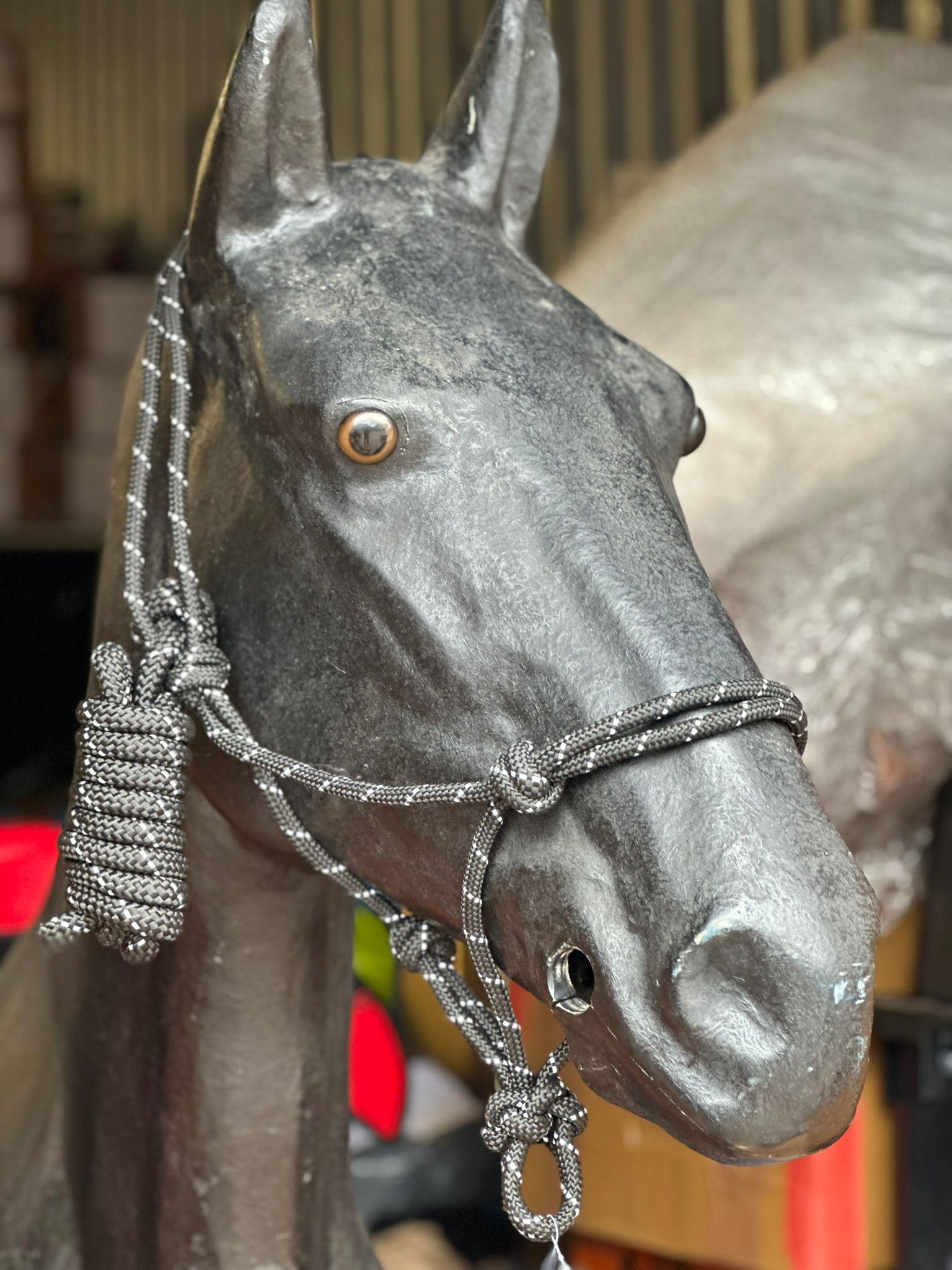 Hi-Viz Reflective Rope Headcollar with Lead Rope Se Fully Adjustable (Full, Black)