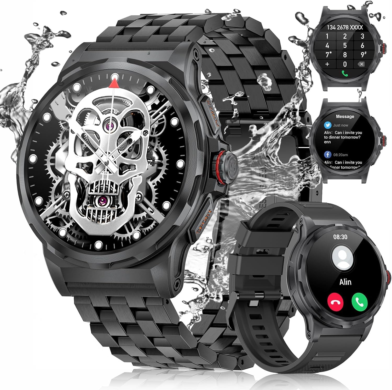 Smart Watch Military for Men(Answer/Dial Calls),1.43'' AMOLED Fitness Tracker with 100+ Sports Modes,360 mAh Heart Rate/SpO2/Blood Pressure 5ATM Waterproof Tactical Rugged Smartwatch Android iOS