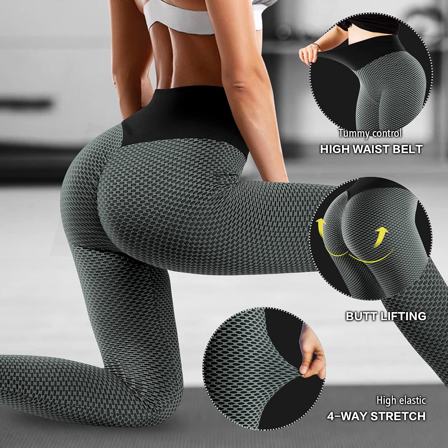 Cimkiz Leggings for Women Butt Lifting Leggings Anti Cellulite High Waist Yoga Pants Tummy Control: Clothing