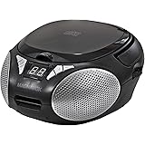 Magnavox MD6924 Portable Top Loading CD Boombox with AM/FM Stereo Radio in Black | CD-R/CD-RW Compatible | LED Display | AUX 