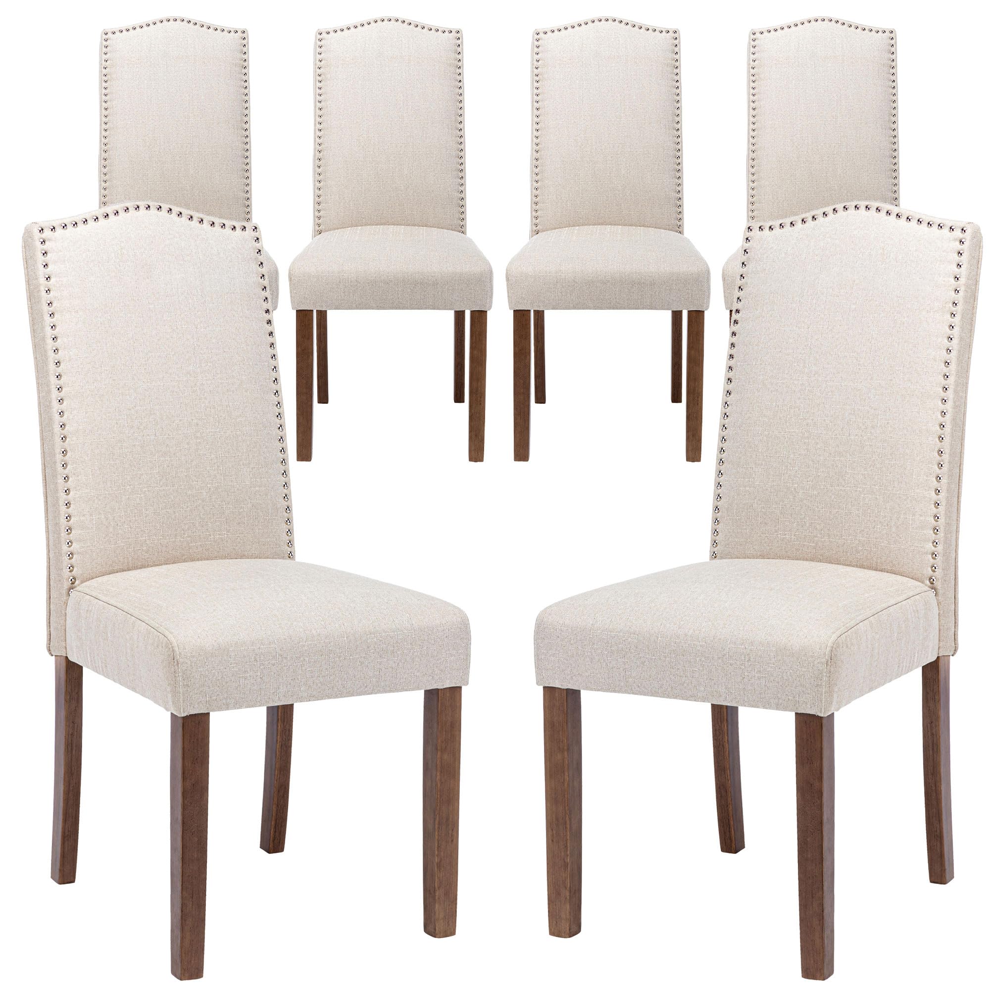 Photo 1 of **2 ONLY**Snugway Stylish Upholstered Parsons Dining Chair Kitchen with Silver Nailhead Trim and Sturdy Solid Wood Legs. 