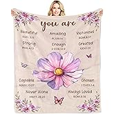 LNKRFRPA Gifts for Christians, Christian Gifts for Women, Gifts for Catholic Women, Christian Blanket with Flowers, Inspirational Religious Spiritual Gifts Blanket 60"X50"