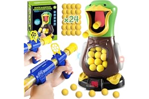 ROHSCE Shooting Toys for Kids 3-5 Years Kids Target Shooting Game, Sound and Spray Effect Duck Toy with 2 Air Guns and 24 Foam Balls, Target Practice Toys Gift for Boys and Girls