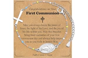WIKHIA Cross Beaded Bracelet for Girls - First Communion, Baptism, Confirmation, Easter Gifts Catholic Religious Christian Jewelry for Goddaughter