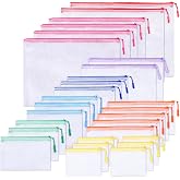 Volokitx 28 Pcs Mesh Zipper Pouch Bags, 8 Sizes Waterproof Zipper Pouches | Multipurpose Mesh Pouch and Zipper Bags for Documents, School, Office, Home, and Travel Storage