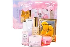grace & stella Award Winning Skin Care Set - Christmas Gifts for Women, White Elephant Gifts for Adults - Travel Essentials with Under Eye Masks, Serum, Cleanser, Lip Balm - Holiday Gift for Mom, Her
