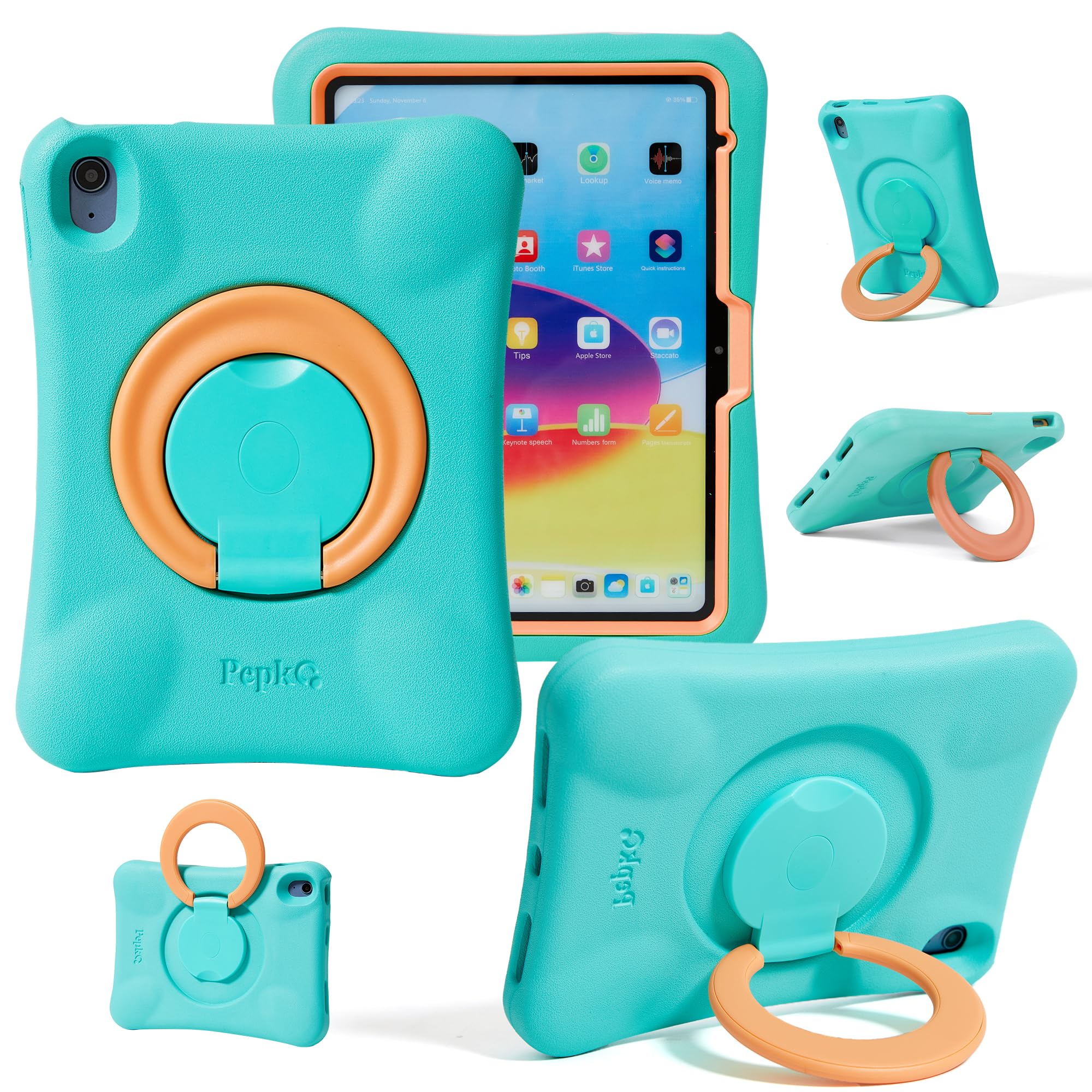Photo 1 of NLR Fun Kids Case for iPad, Shockproof Cover for 11-inch iPad A16 (2025) / 10.9-inch iPad 10th Gen (2022), Lightweight Full Body Protective Case with Foldable Handle/Stand (Mint+Orange)