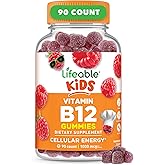 Lifeable Vitamin B12 for Kids | 1000 mcg | Great Tasting Vitamin B12 Gummies | Gluten Free, Vegan B12 Vitamins | B12 Vitamins for Energy, Mood and Nervous System Support | 90 Gummies