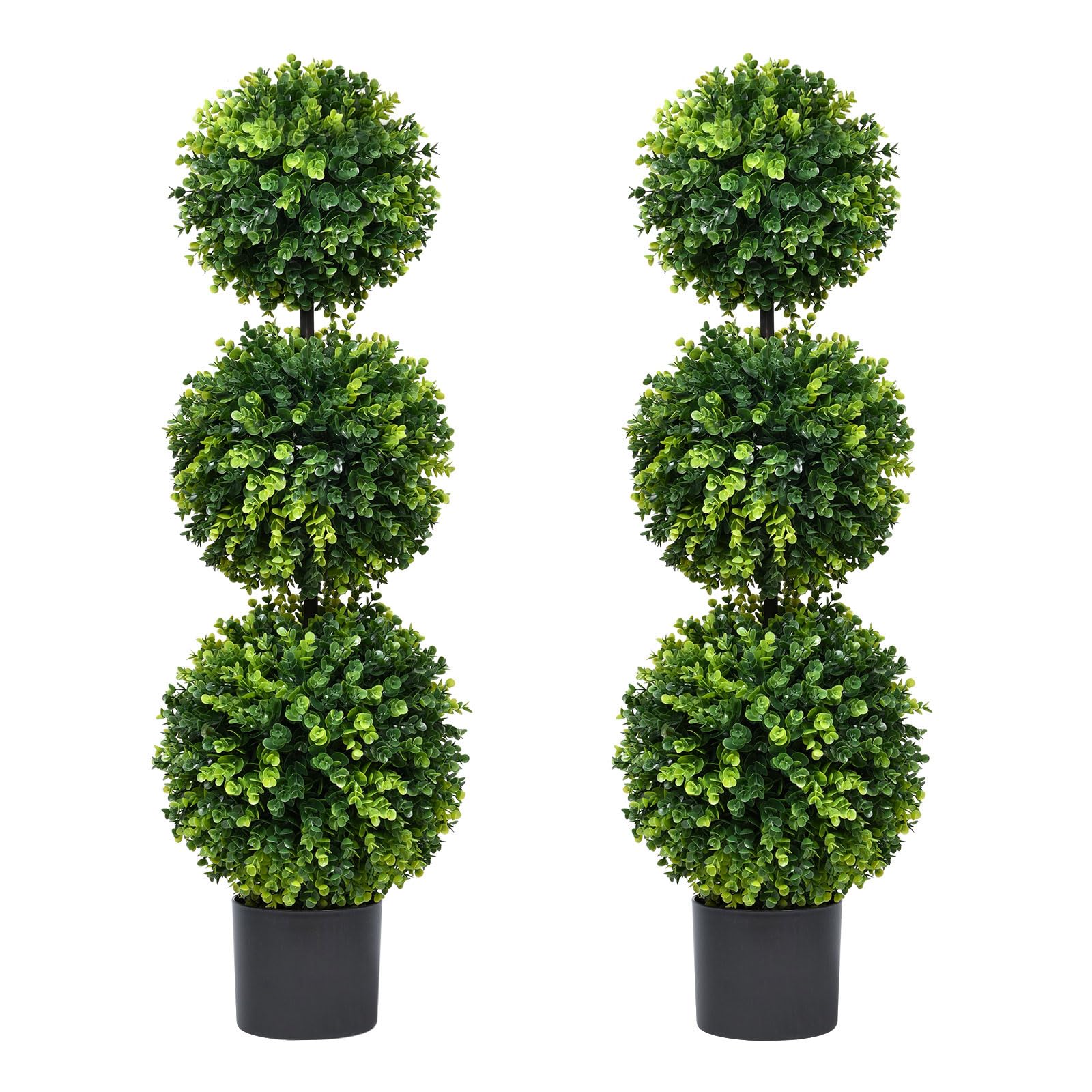 Photo 1 of (USED/FAIR) Lvydec 2 Pack Artificial Boxwood Topiary Tree, 3ft Topiary Ball Tree Potted Plants Decoration for Front Door Porch Home Living Room, Indoor/Outdoor Use