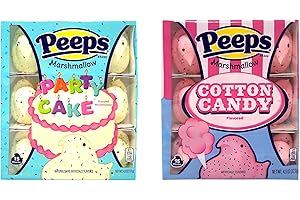 NEEDZO Peeps Easter Party Cake and Cotton Candy Flavored Marshmallows, 4.5 Ounce, Pack of 2