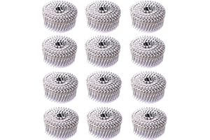 BHTOP Stainless Steel 3600 Count Siding Nails, 15-Degree 2 Inch *.092 Wire Collated Coil Ring Shank Nails, Full Round Head Galvanized Siding Nailer Attachment Replacement Parts