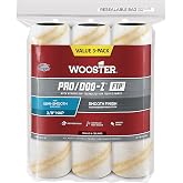 Wooster RR663-9 Pro/Doo-Z FTP Roller Cover 3/8" Nap 9" 3-Pack White