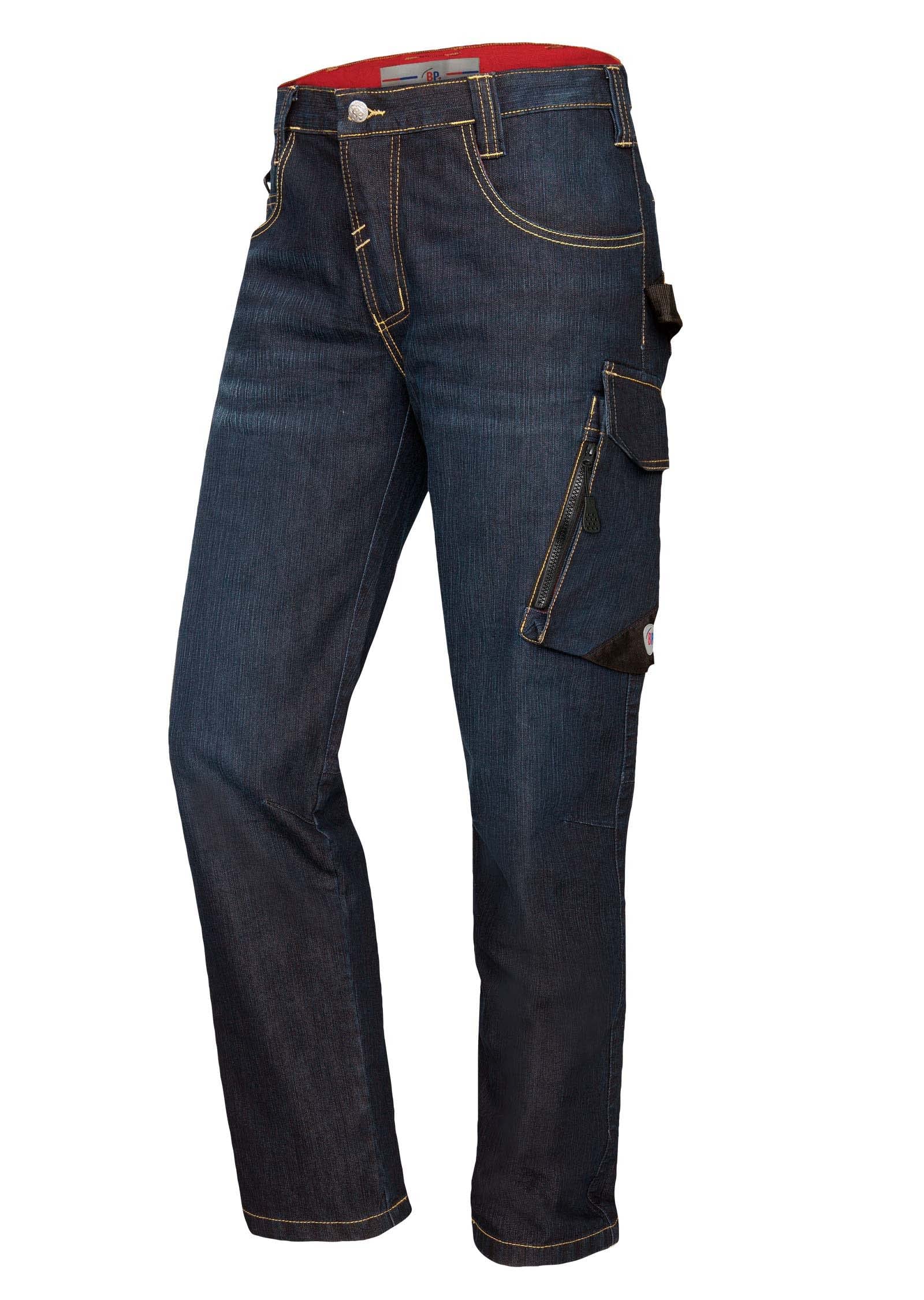 BP 1990-038-1 Worker Jeans, Slim Silhouette, 350,00 G/M², Cotton With Stretch, Dark Blue Washed, Size 30/30