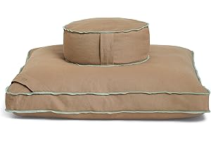 R E N O O Meditation Cushion Set by renoo - Durable Comfortable Organic Cotton, Linen, Hemp - Modern Zafu Zabuton - Buckwheat Kapok Filled Floor Pillow Yoga Bolster in 15 Colors Washable Cover