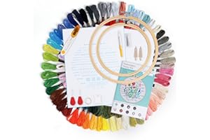 Caydo Embroidery Kit with Water Soluble Embroidery Stabilizer Including 2Pcs Embroidery Hoops, 100 Color Threads, Embroidery Fabric, and Cross Stitch Tool Embroidery Starter Kits for Adults Beginners