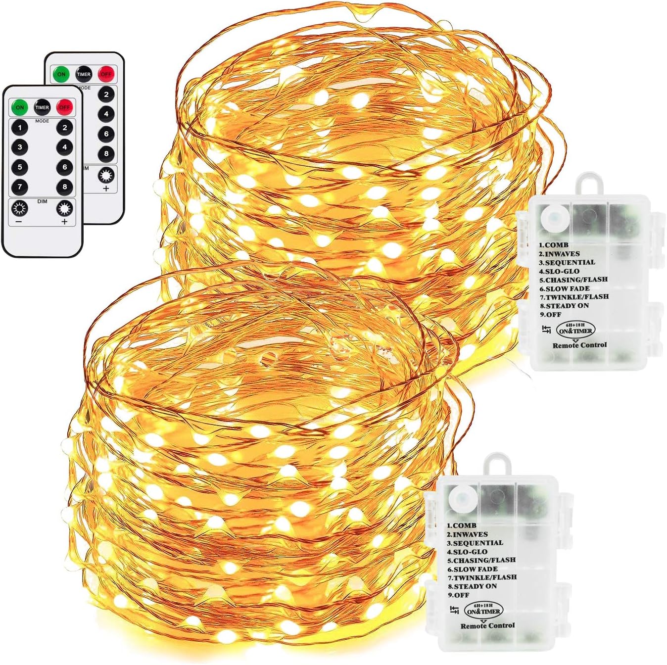 Makion Led Fairy Lights 100 LEDs 8 Modes with Remote & Timmer Decorative Fairy Battery Powered String Lights