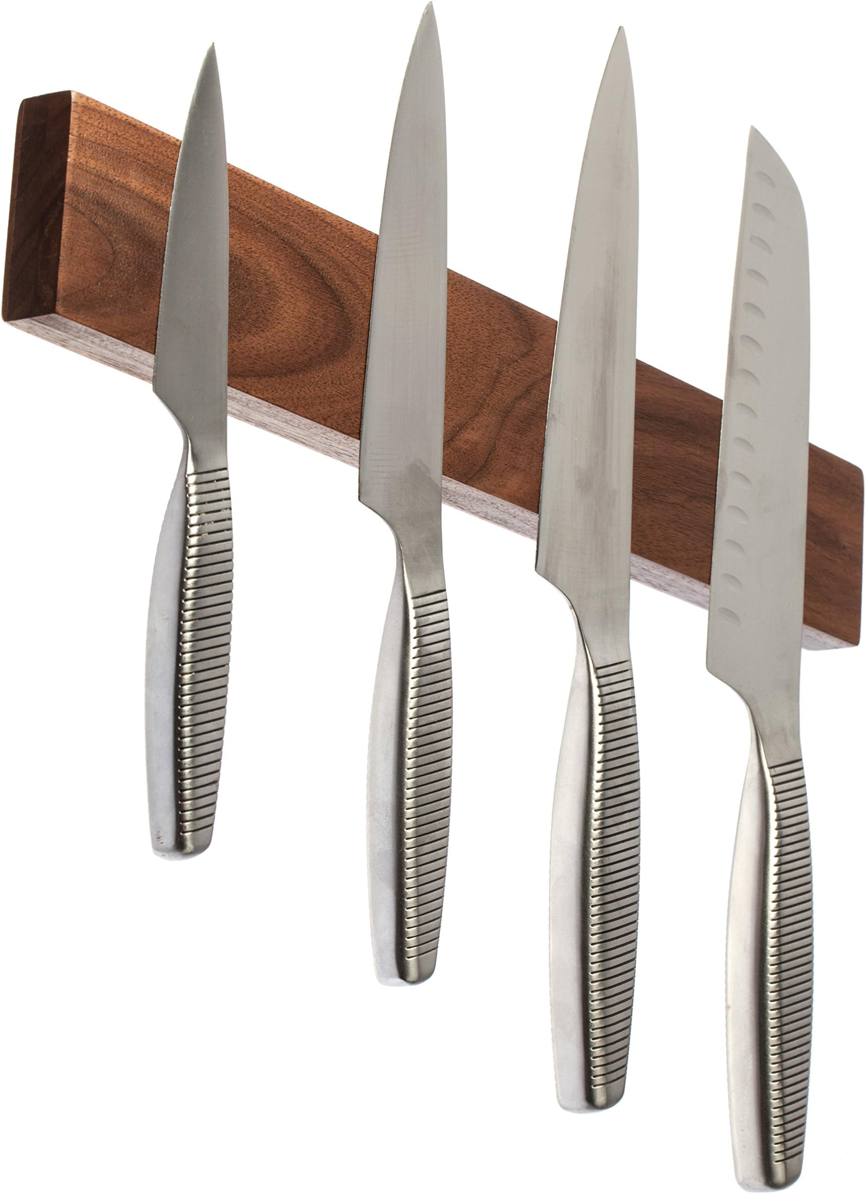 Magnetic Knife Strip in Solid Walnut (14 inch) Wooden Bar or Holder, For Chef Knives and Kitchen Tools, Amazing Quality, Clean Design, Easy to Install