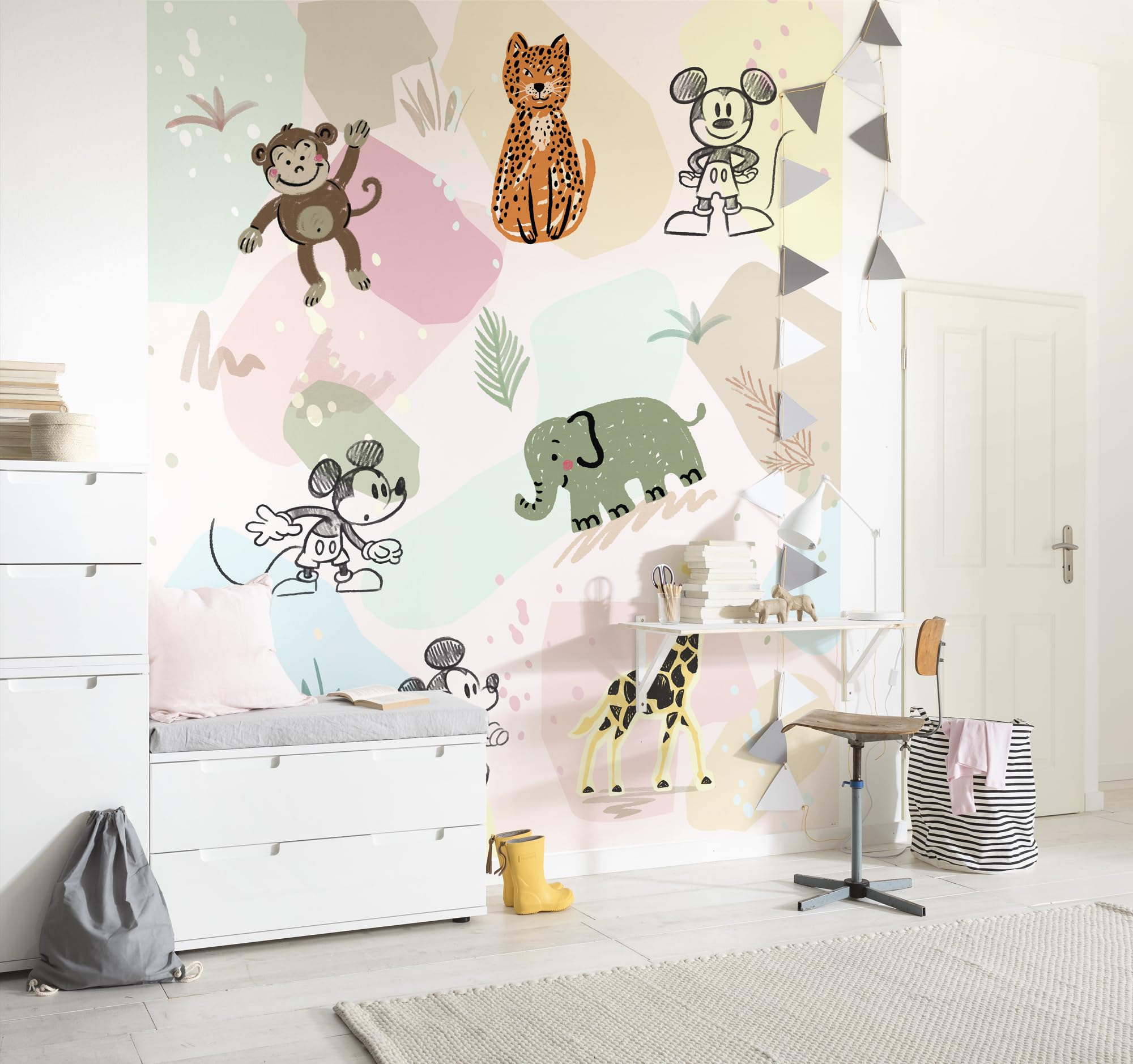 Komar Disney Non-Woven Photo Wallpaper Mickey Safari Size 200 x 250 cm Children's Bedroom Wallpaper Children's Wallpaper