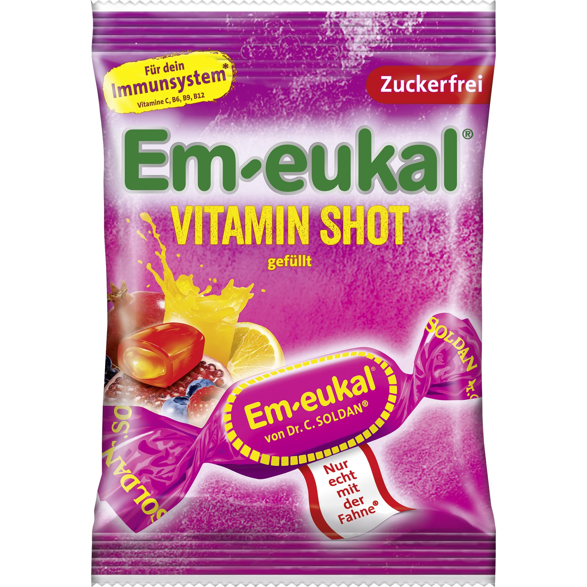 Em-eukal Vitamin-Shot gefüllt zuckerfrei 1500g – Erfrischend fruchtig – mit Fruchtsaftkonzentrat aus Granatapfel & wertvollem Orangenöl – 20x75g 2