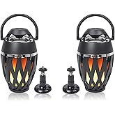 Sound Town 2-Pack Portable Bluetooth Speakers with LED Lights, True Wireless Stereo (TWS) Bluetooth, Wall Mount Brackets, and Decorative Flame, for Outdoors, House Party, Patio and Home (OPIK-F1-PAIR)
