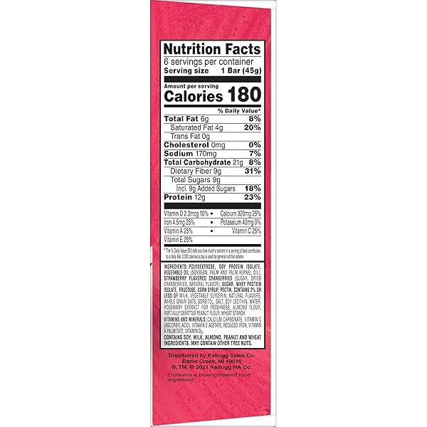 SPECIAL K BAR PROTEIN MEAL BARS, 12G PROTEIN SNACKS, MEAL REPLACEMENT, STRAWBERRY, 9.5OZ BOX (6 COUNT)