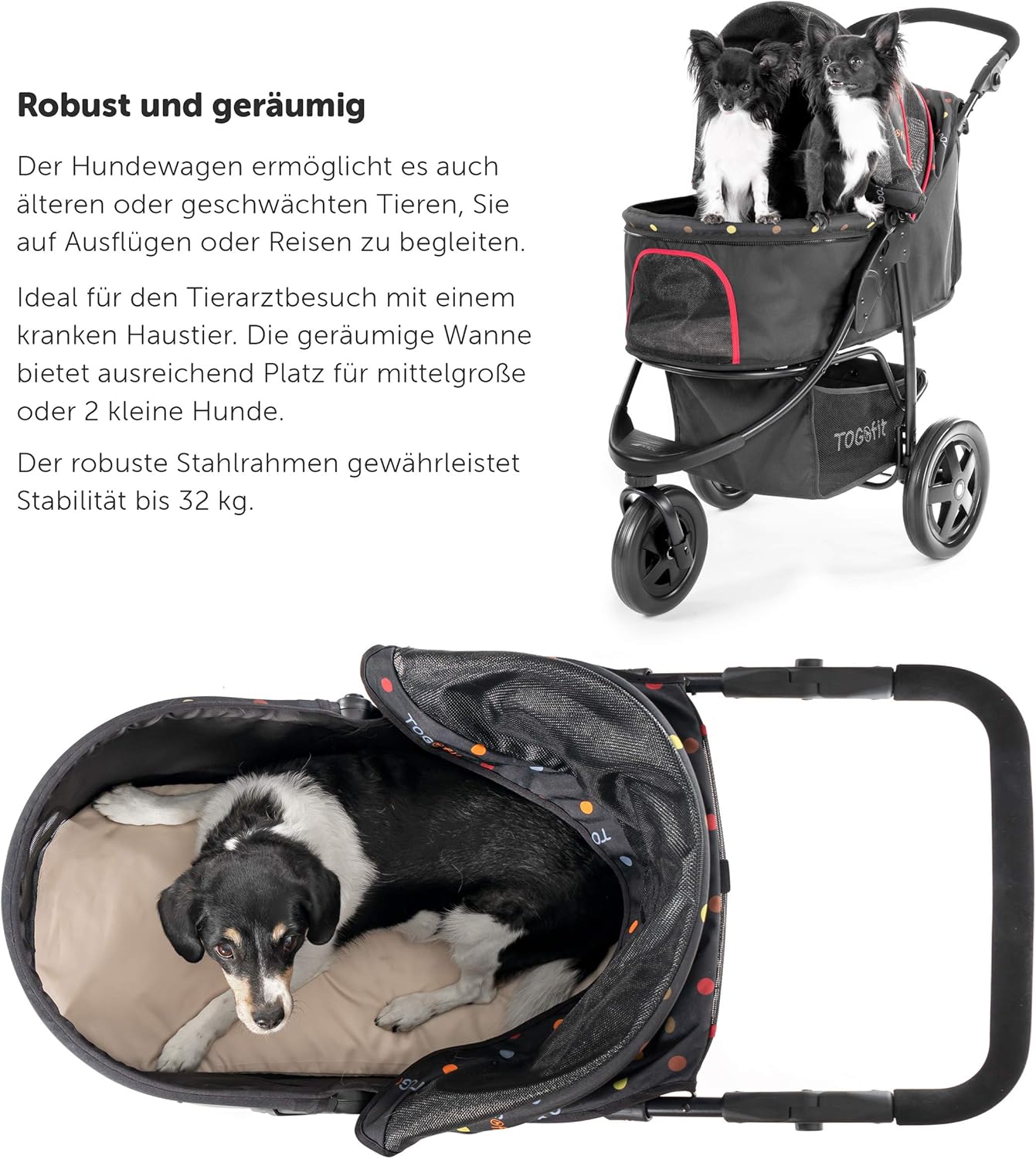 Super Saturday TOGfit Pet Roadster Luxury Pet Stroller For Puppy Senior