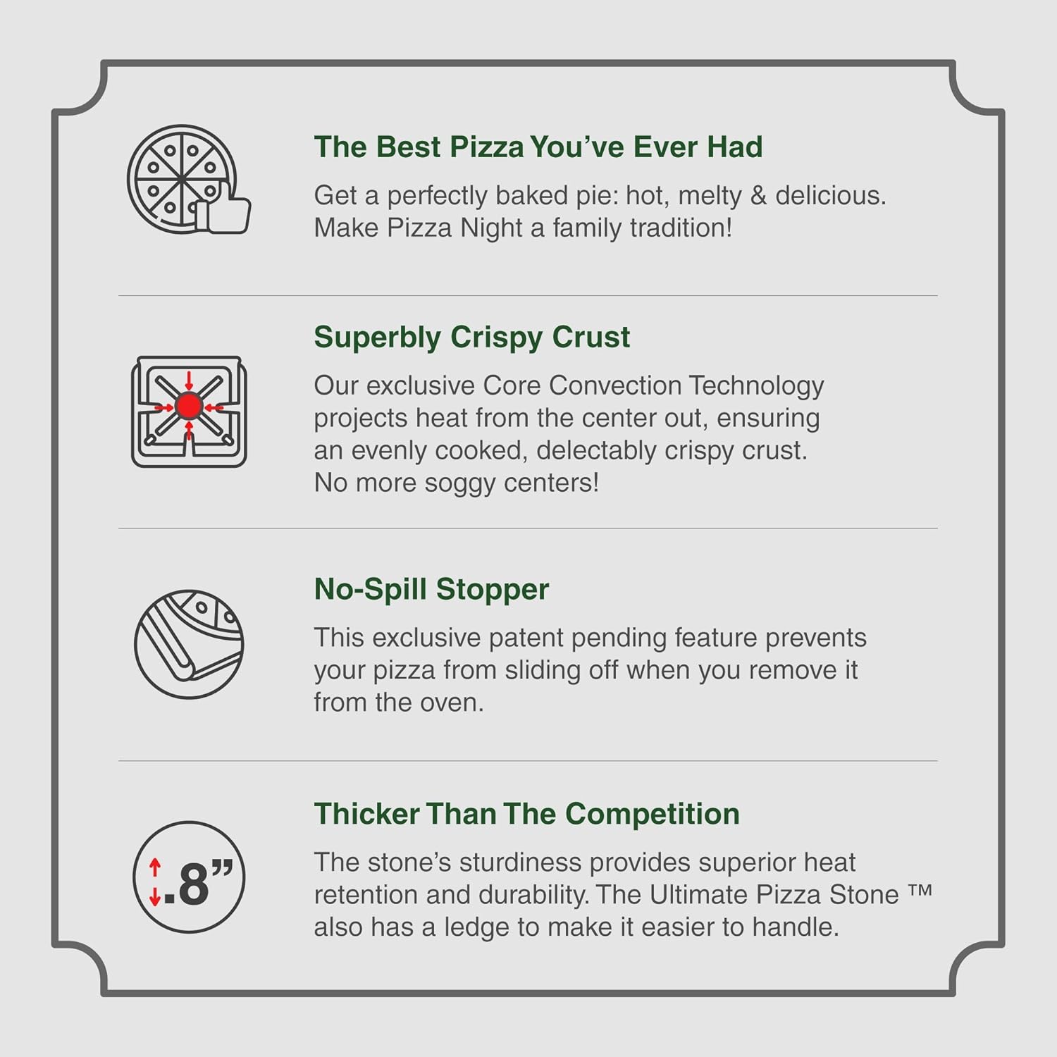 The Ultimate Pizza Stone for Oven & Grill. 16 inch Round Baking Stone with Exclusive ThermaShock Protection & Core Convection Tech for the Perfect Crispy Crust on Pizzas & Bread. No-Spill Stopper: Kitchen & Dining