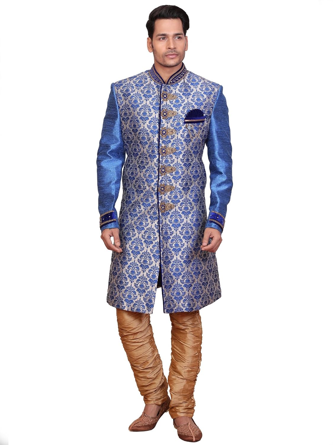 a.b.c. garmentsblue silk sherwani for mens
