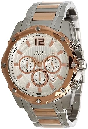 Amazon Com Guess U0165g2 Chronograph Silver Dial Stainless Steel
