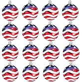 Iceyyyy 16 Pcs Independence Day Ball Ornament - 4th of July Patriotic Hanging Ball Decoration American Flag Ornament for Independence Day, Christmas Tree, USA Themed Party Supplies (16)