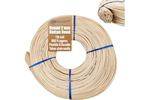 UNIQANTIQ HARDWARE SUPPLY 2 mm Round Reed #2 | 1 Pound Coil | Rattan Reed for Basket Weaving and Wicker Furniture Making | Basketry, Wicker Weaving and Wicker Repair Supplies | UA-200RR