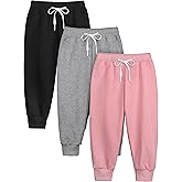 Resinta 3 Pack Toddler Girls Boys Sweatpants Kids Casual Athletic Pull-On Cotton Jogger Pants with Drawstring for Boys Girls