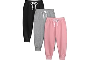 Resinta 3 Pack Toddler Girls Boys Sweatpants Kids Casual Athletic Pull-On Cotton Jogger Pants with Drawstring for Boys Girls