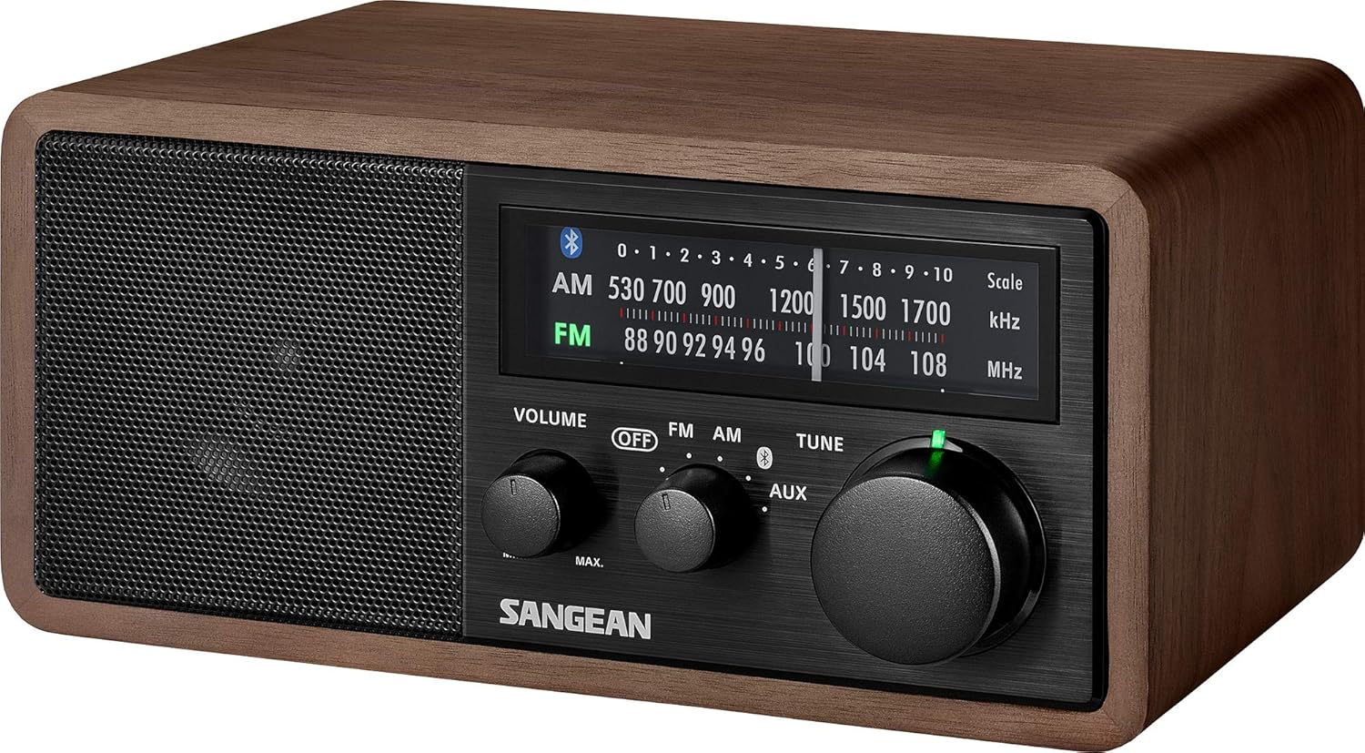Sangean WR-16BK Professional Table Top Radio + AM/FM/NFC Bluetooth 4.1 Natural Walnut Wooden Cabinet with USB Charging for Smartphones (Black Series): Electronics