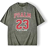 Graphic Tees Summer Women Men Cotton Novelty Oversized Crew Neck Psalm of Bible Christian Washed T-Shirt