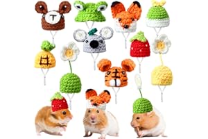 Kajaia 10 Pcs Christmas Hamster Hat Xmas Small Animals Cute Tiny Hat Mini Hand Knitted Hats for Snakes Pets Bearded Dragon Guinea Pig Bunny Costume Accessories Holiday Parties(Cute Style)