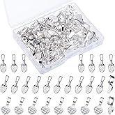 Yaomiao 100 Pieces Spoon Glue on Bails Pendant Jewelry Bails Shiny Silver Color Oval Heart Shape Glue on Necklace Earring Pendant Small Spoon Charms for DIY Jewelry Making Craft Supplies Glass Tiles