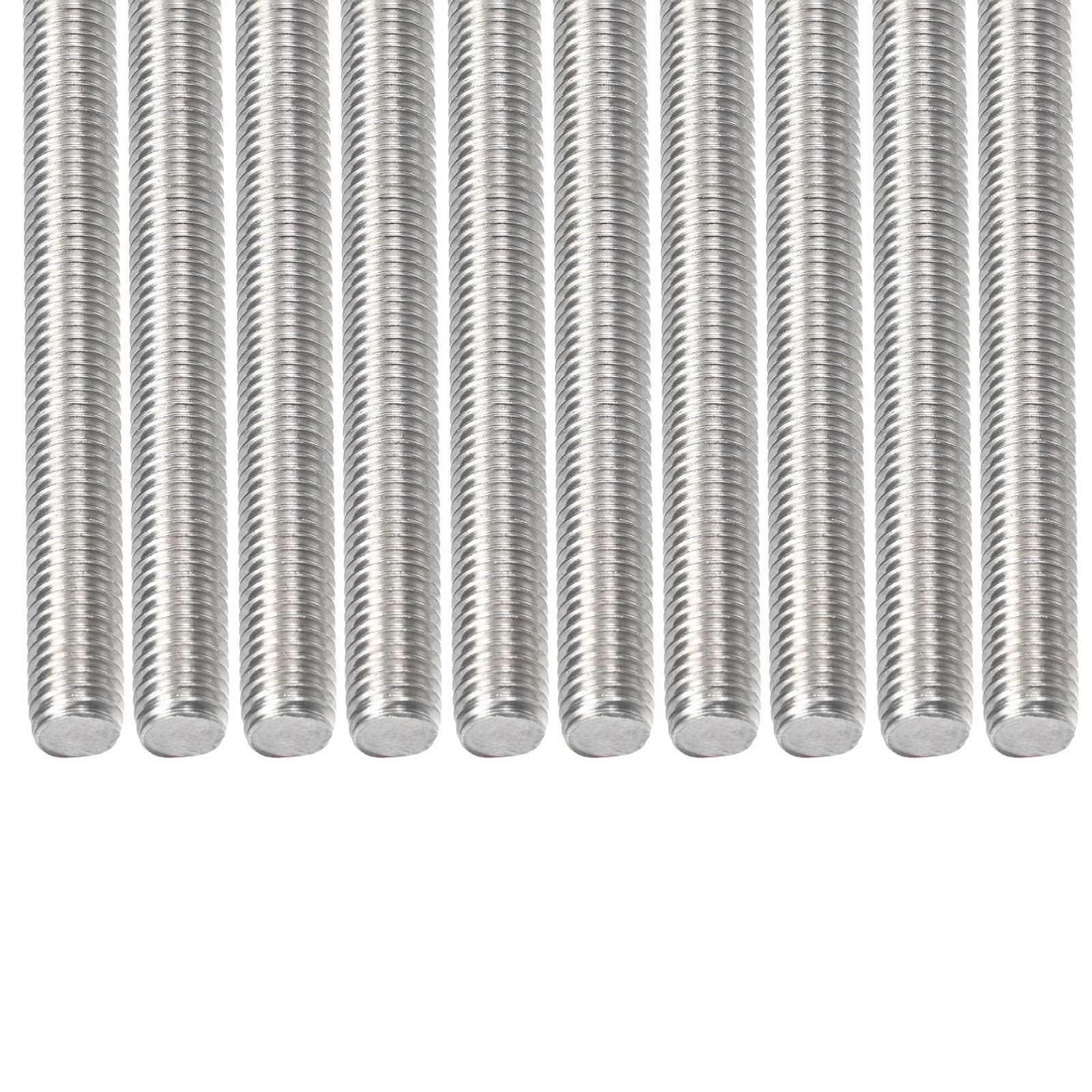 DTGN M8x1.25x140mm(DxPxL) Fully Threaded Rod - 12Pack - Good for Machinery - 304 Stainless Steel Right Hand Thread Rods Bar Studs - Silver