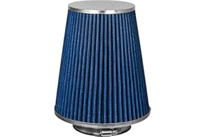 Mortar Aftermarket Auto Air Filter - Car Enthusiast Class Universal Cold Air Intake Gulps in More Air for More Engine Power & Passionate Induction Sound, 8-In-Long, Flange ID 4 In, Blue