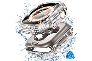 Tensea [2 in 1 for Waterproof Apple Watch Ultra2/Ultra Screen Protector Case 49mm Accessories, iWatch Hard PC Diamond Front & Back Bumper Case with Tempered Glass Film, Bling Face Cover Women, 49 mm