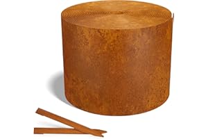 Worth Galvanized Steel Landscape Edging 8" x50' Metal Garden Edging Roll Flexible Bender Border with 16Pcs Stakes for Lawn, Flower Bed Edges, Rust-Colored Painted