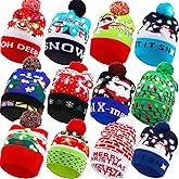 Vicenpal Christmas Light up Hats Adults LED Colorful Flashing Knitted Beanie Ugly Sweater Xmas Santa Holiday Party Supplies